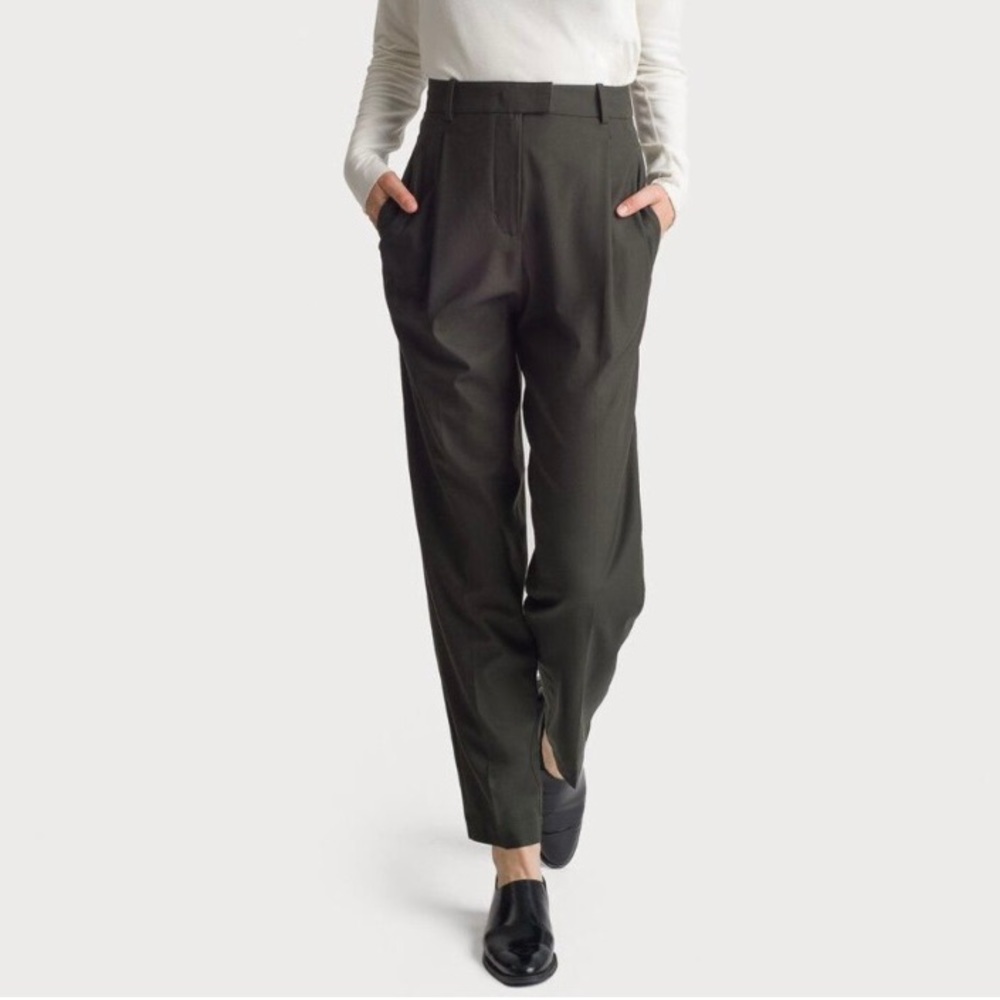 Kit & Ace stretch suiting high waisted pleated trousers, grey
